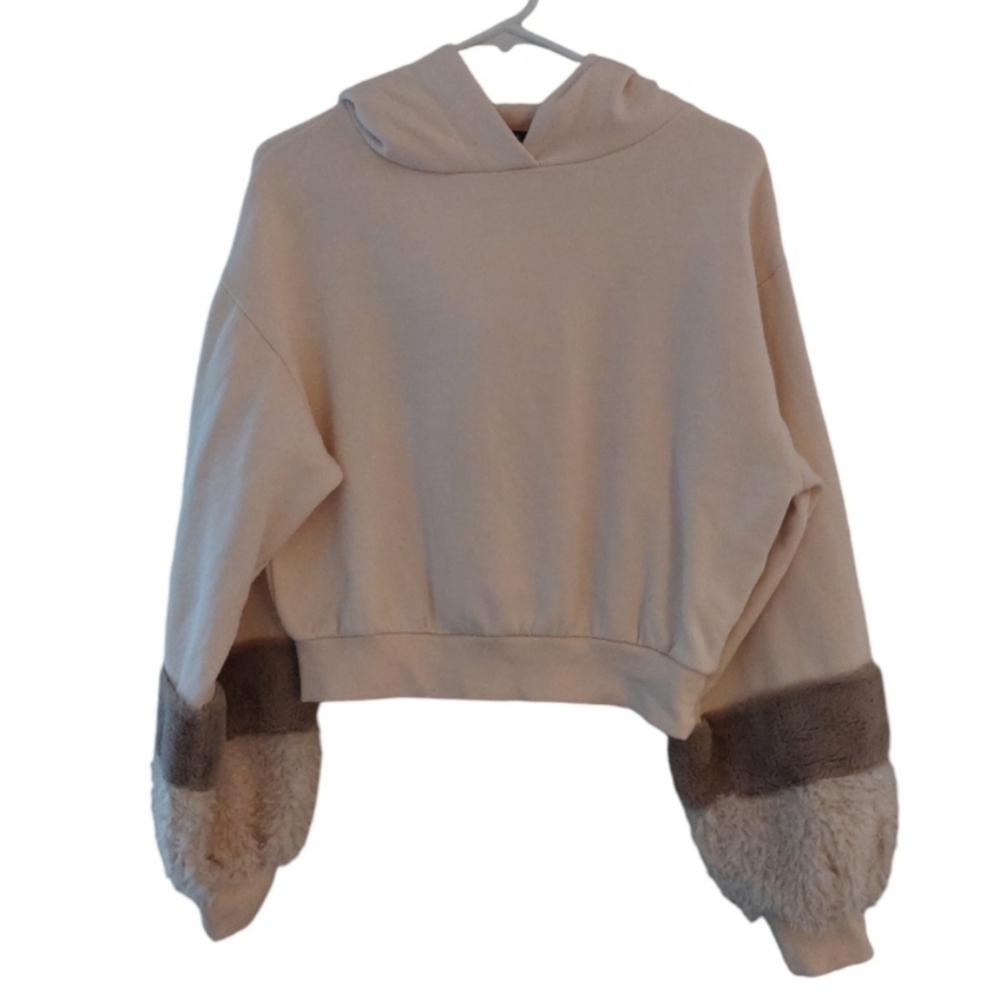 Tally Weijl Puff Sleeves Womans Cropped Hoodie Sheatshirt size Small